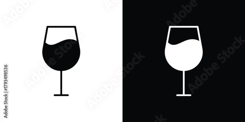 Wine glass icon solid style collection. flat style symbols