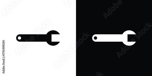 Wrench icon solid style collection. flat style symbols
