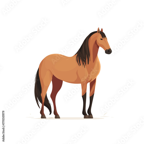 Minimalist 2D flat vector design of a Horse, clean illustration with a white background.