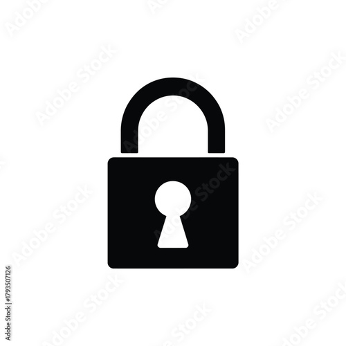 A black padlock symbol is centered on a white background, representing security.