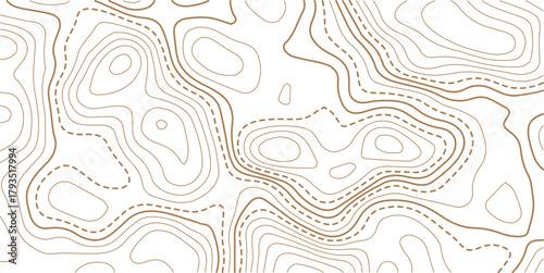 Golden line art background vector. Mountain topographic terrain map background with gold lines texture.Geographic mountain relief diagram line wave carve pattern.