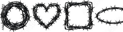 Collection of Hand-Drawn Frames in Circle, Heart, Square, and Oval Shapes