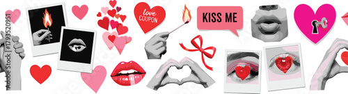 Valentine's Day Icon Set A collection of hearts, lips, and romantic elements for your designs