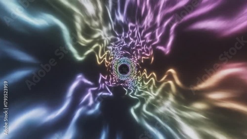 Futuristic Journey Through a Psychedelic Neon Light Wormhole.