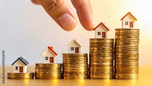 Conceptual image of property investments and rising housing market economics visualized