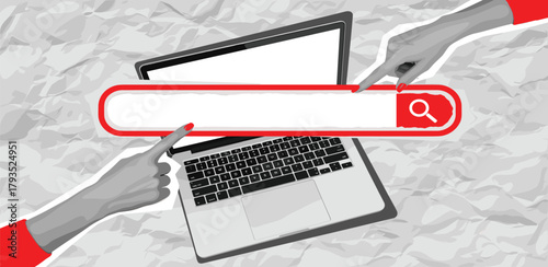 Hands navigating the Internet A concept of online browsing, content searching, and web interaction