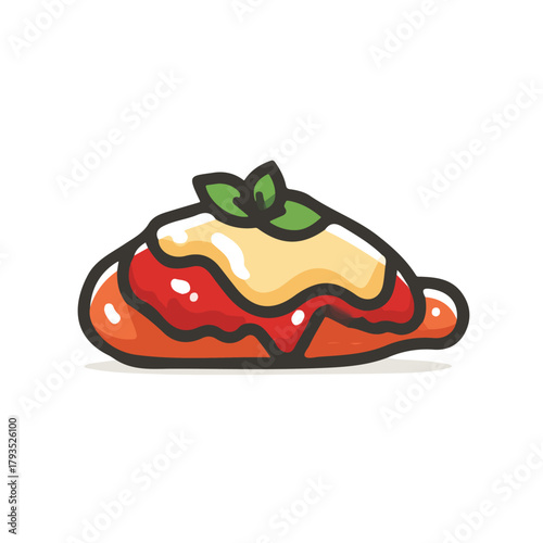 Chicken Parmigiana — flat 2D vector artwork created in a clean, modern, and minimal style on white background.