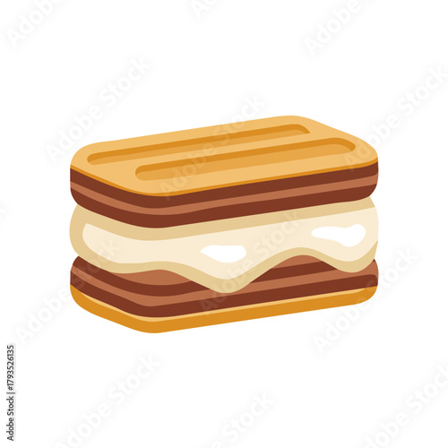 Churro Ice Cream Sandwich flat vector illustration in a modern and simple 2D style, placed on a white background.