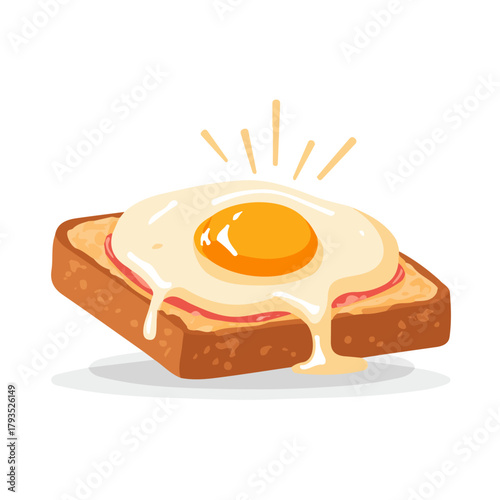 Croque Madame flat vector illustration in a modern and simple 2D style, placed on a white background.