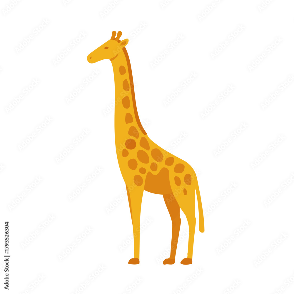 Obraz premium 2D minimalist flat vector of a Giraffe, contemporary clean design isolated on white.