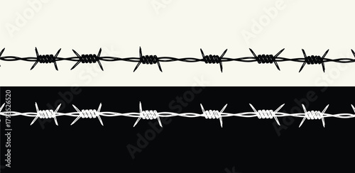 Barbed Wire Fence Border Security, Danger, and Restriction