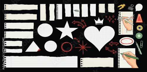 Creative black and white collage of disjointed human facial parts, expressing a surreal and abstract artistic concept