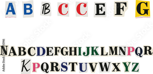 Alphabet Collage A Collection of Letters in Various Fonts and Styles, Ideal for Design