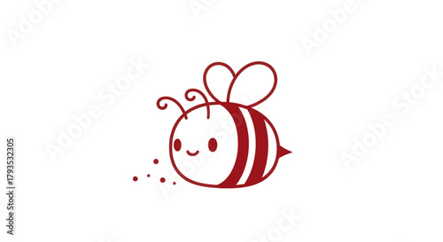 Cartoon bee illustration vector image of friendly insect on white