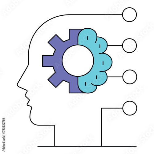 Neural Network Machine Learning Vector Icon Design