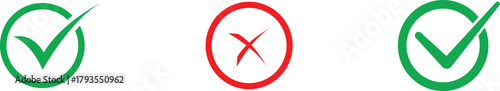 Checkmark and Cross Symbols in Circles check mark green