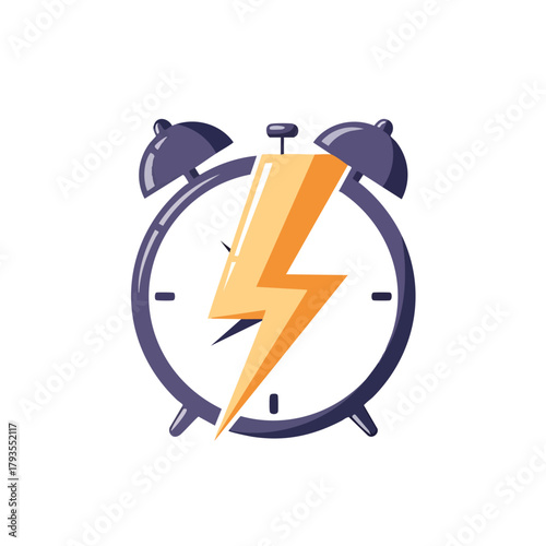 Alarm clock with lightning bolt symbolizes urgency and speed of time.