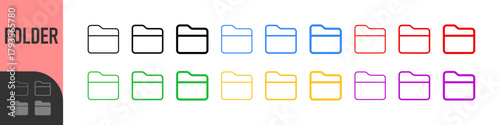 folder icon set . file document archive icon. Color icons set