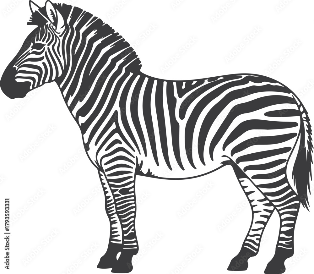 Fototapeta premium Zebra Silhouette - Striped Animal Vector Icon