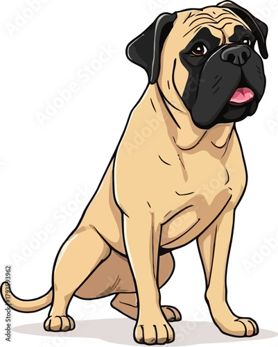  Cute cartoon a illustrator vector English mastiff