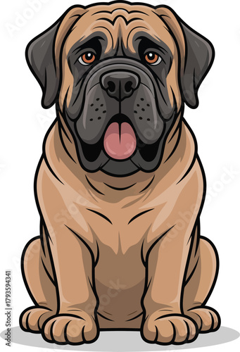  Cute cartoon a illustrator vector English mastiff
