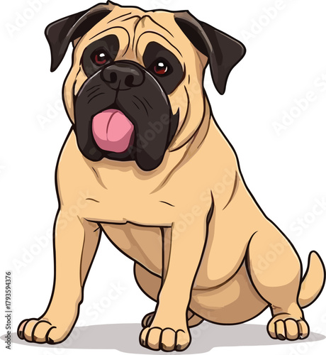  Cute cartoon a illustrator vector English mastiff