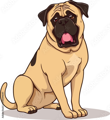  Cute cartoon a illustrator vector English mastiff