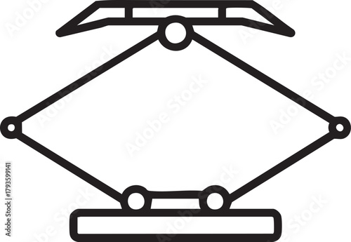Simple line art silhouette of a car scissor jack on a transparent background
