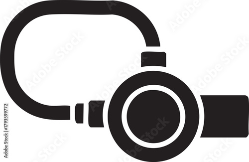 Black silhouette of a dog leash and collar on a transparent background silhouette