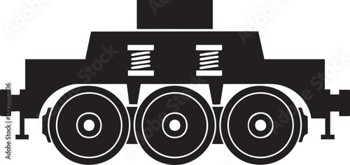 Industrial train wagon chassis with six wheels silhouette