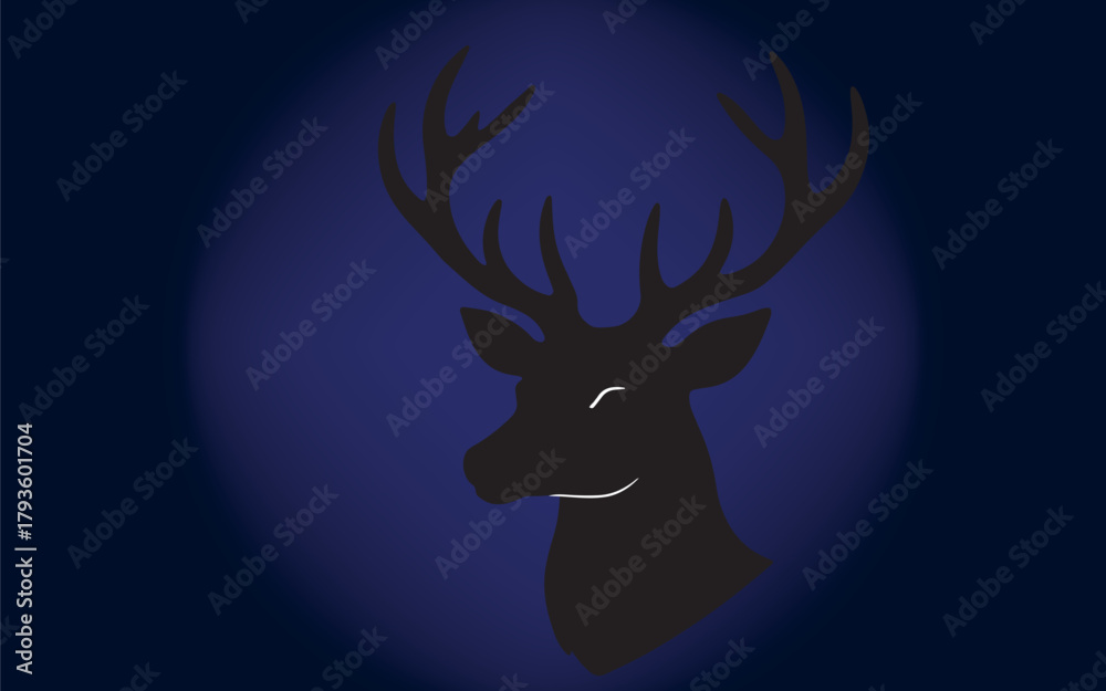 Φωτογραφία Majestic Deer Head Silhouette — Stag Antlers Vector, Elegant Black Wildlife Port