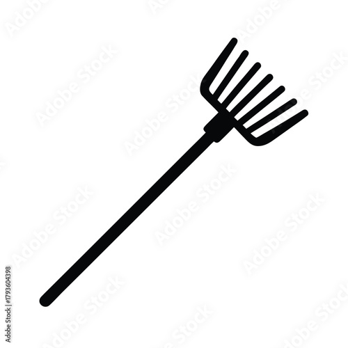 Yard Work Rake Silhouette Vector Illustration