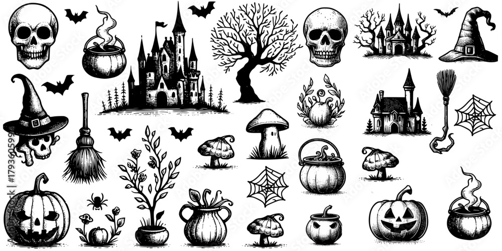 Fototapeta premium vector set of different Halloween 