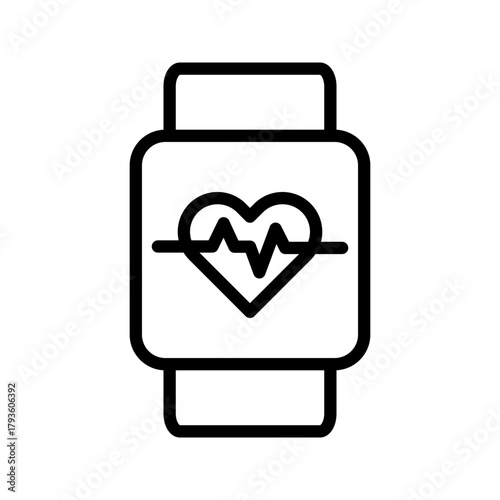 Outline smartwatch health tracker fitness line art
