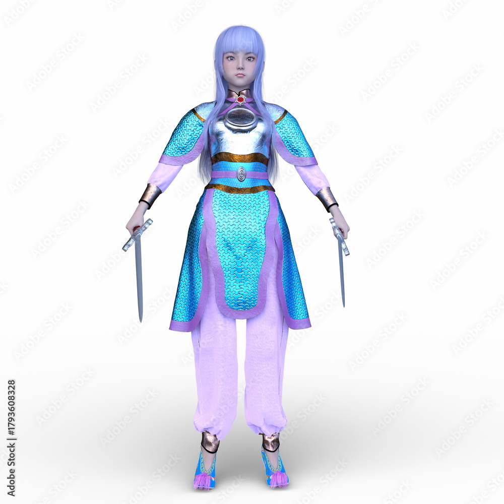 Obraz premium 女性剣士 3DCGレンダリング