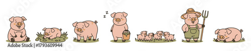 cute  pig set