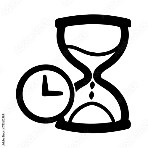 Hourglass and Clock Icon – Time Tracking and Deadline Vector