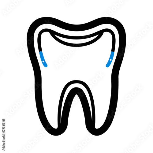 Tooth Anatomy Icon – Simple Molar Structure Outline Vector
