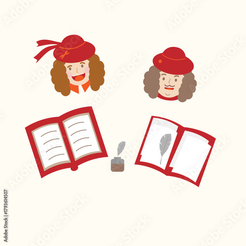 Singer and Poet - Festival of Arts. Vector illustration from the ,,Festival of Arts,, set. The singer and the poet represent music, poetry, and the joy of creativity.