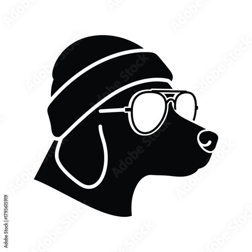 dog with winter cap and sunglass vector illustration 2.eps