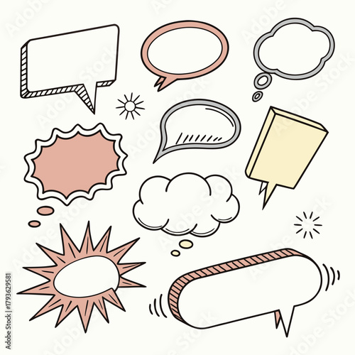 Hand-Drawn Sketch Speech and Thought Bubbles Vector Collection