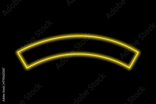 Curved Neon Yellow Glowing Banner Element on Dark Background