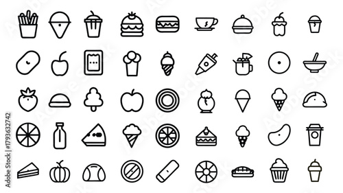 Minimal Food & Drink Line Icons Collection