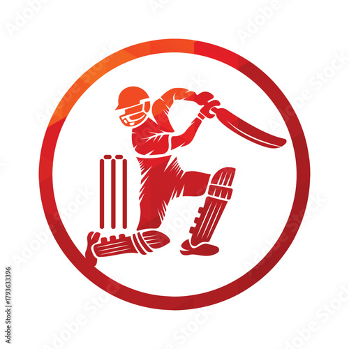 Cricket Player Logo Design Vector Illustration
