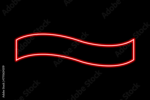 Red Neon Wavy Banner Outline on Dark Background