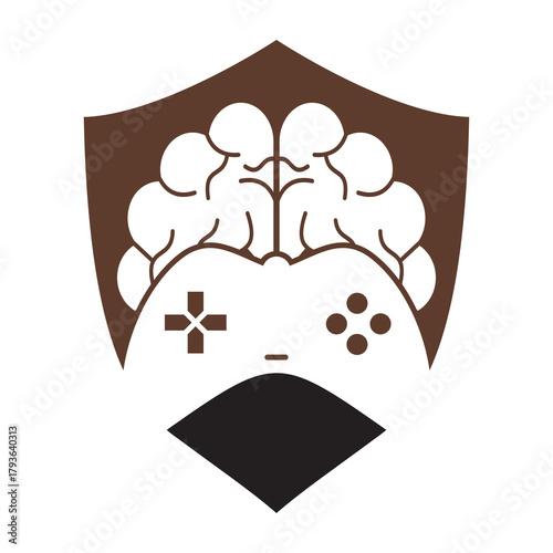 Brain game logo vector illustration. Mind game logo design icon.
