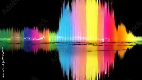 Vibrant Sound Wave Spectrum: Psychedelic Digital Art and Frequency Display with Creative Visualization and Neon Effects in 4K Resolution