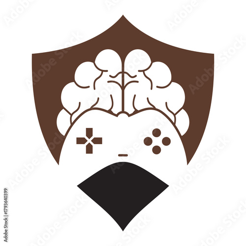 Brain game logo vector illustration. Mind game logo design icon.