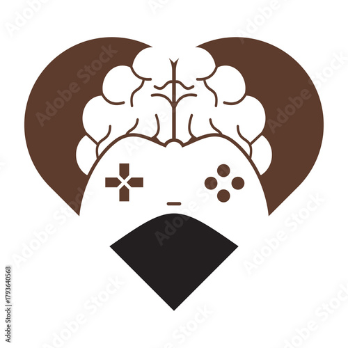 Brain game heart shape concept logo vector illustration.