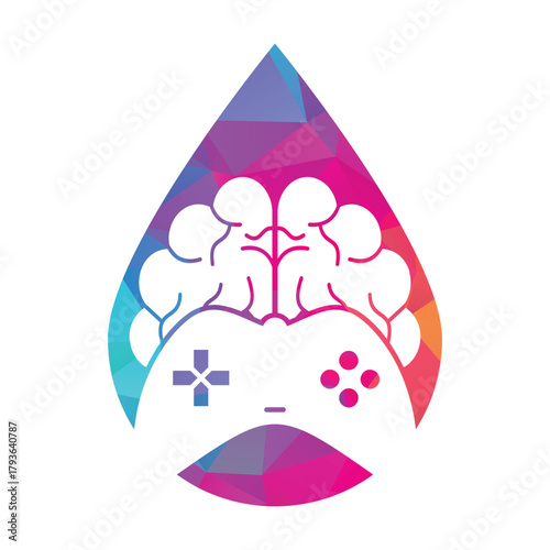 Brain game drop shape concept logo vector illustration.